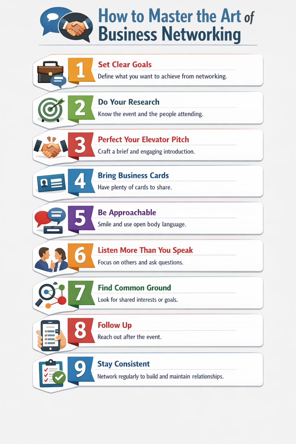 9-Step Business Networking Infographic